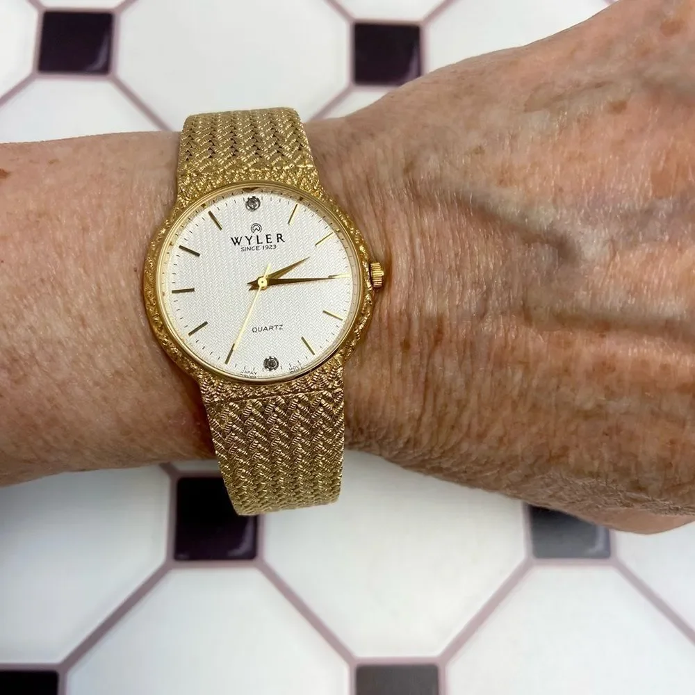 Vintage Wyler Diamond Accented Dial Men’s / Unisex Dress Watch Adjustable Band